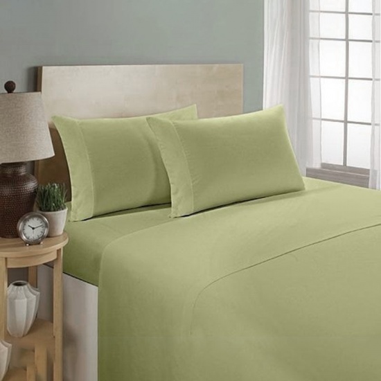 Picture of Grass Green - Polyester Solid Color Comfortable Elegant Bedroom Bedding size California King, 1 Set