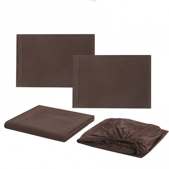 Picture of QUEEN# Polyester Fiber Bedding Sets Coffee 1 Set ( 4 PCs/Set)