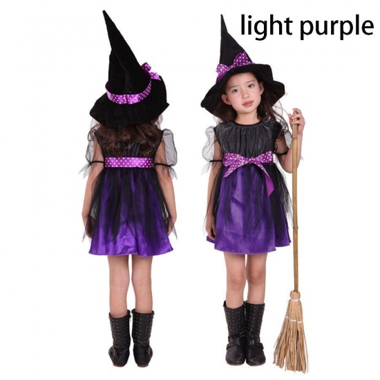 Picture of 100cm Organza Children Kids Dress Halloween Witch Orange 1 Set(With Hat & Belt & Skirt)