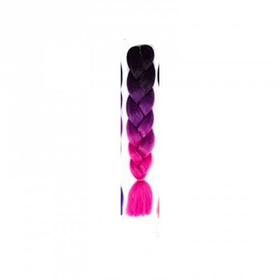 Picture of High Heat Resistant Fiber Braided Synthetic Wigs Multicolor Gradient Color 60cm, 1 Piece