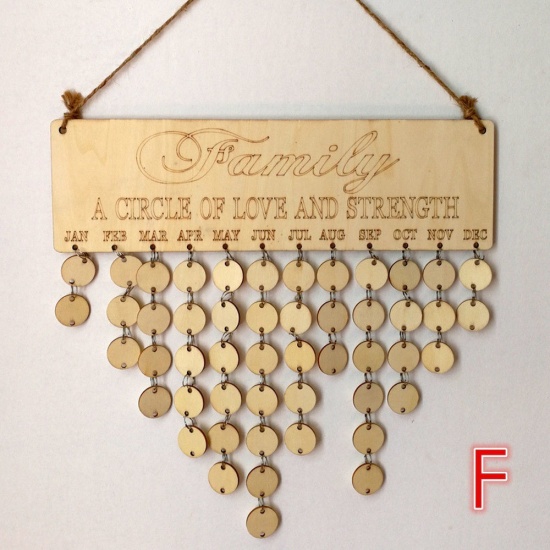 Bild von Holzkalender zum Aufhängen Ornamente Dekorationen Herz Quaste 40 cm x 12 cm, 1 Stück
