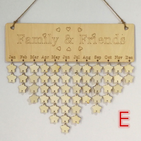 Bild von Holzkalender zum Aufhängen Ornamente Dekorationen Herz Quaste 40 cm x 12 cm, 1 Stück