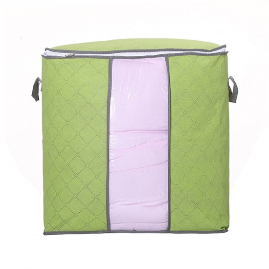 Immagine di 1 Piece Bamboo Carbon Fiber Quilted Clothing Storage Container Bags Green Rectangle Grid Checker 50cm x 45cm