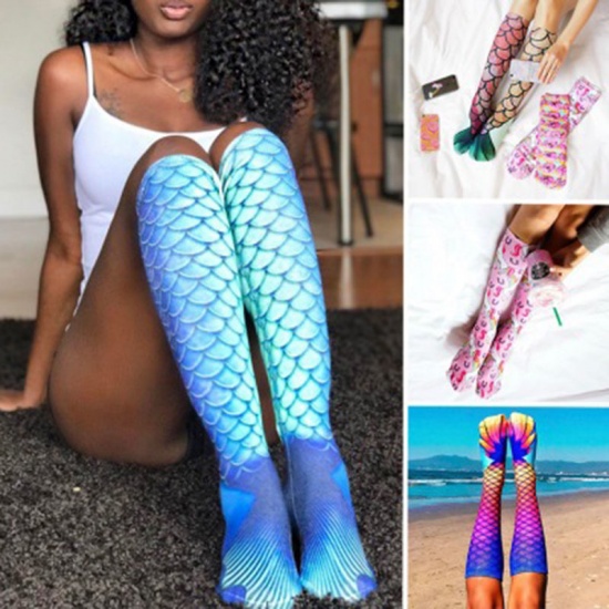 Picture of Cotton Women's Stockings Mermaid Fish Scale 1 Pair