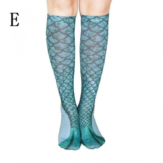 Immagine di Cotone Di donna Calze Autoreggenti Sirena Pesce Squama 1 Paio