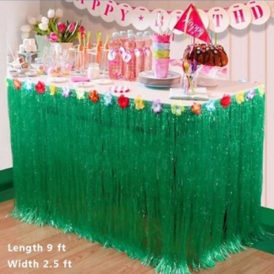 Picture of Plastic Table Skirt Party Decoration Orange 276cm x 75cm, 1 Piece