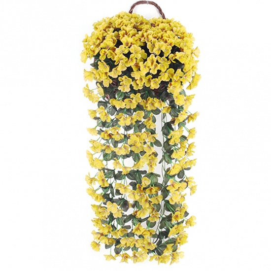 Picture of Yellow - Simulation Violet Flower Vine For Wedding Party Home Wall Garden Decoration 85cm(33 4/8") long, 1 Piece