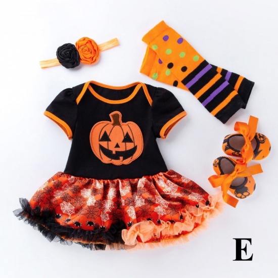 Immagine di Misto Cotone Pagliaccetto del Bambino Arancione Halloween Zucca 66cm, 1 Serie ( 4 Pz/Pacchetto)