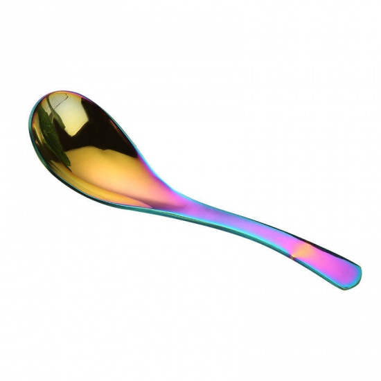 Picture of 410 Stainless Steel Spoon Tableware Gold Plated Children's Cutlery 13.4cm x 3.5cm, 1 Piece