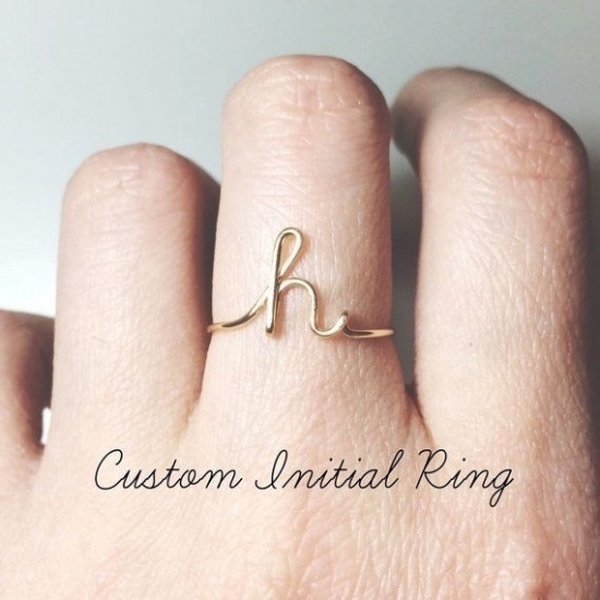 Picture of Stylish Adjustable Rings Rose Gold Initial Alphabet/ Capital Letter Message " C " 1 Piece