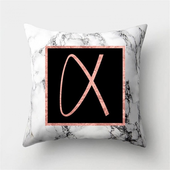 Picture of Peach Skin Fabric Pillow Cases Black Square Marbling Message " S " 45cm x 45cm, 1 Piece