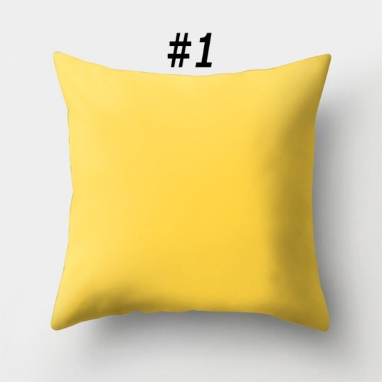 Immagine di Peach Skin Fabric Printed Pillow Cases Yellow Square Geometric Home Textile 45cm x 45cm, 1 Piece