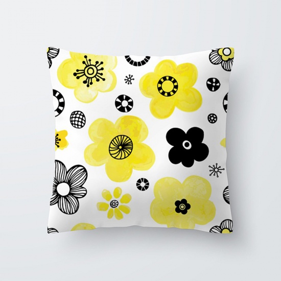 Immagine di Peach Skin Fabric Printed Pillow Cases Multicolor Square Flower Home Textile 45cm x 45cm, 1 Piece