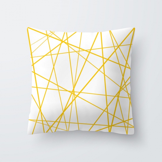 Immagine di Peach Skin Fabric Printed Pillow Cases White Square Streak Home Textile 45cm x 45cm, 1 Piece