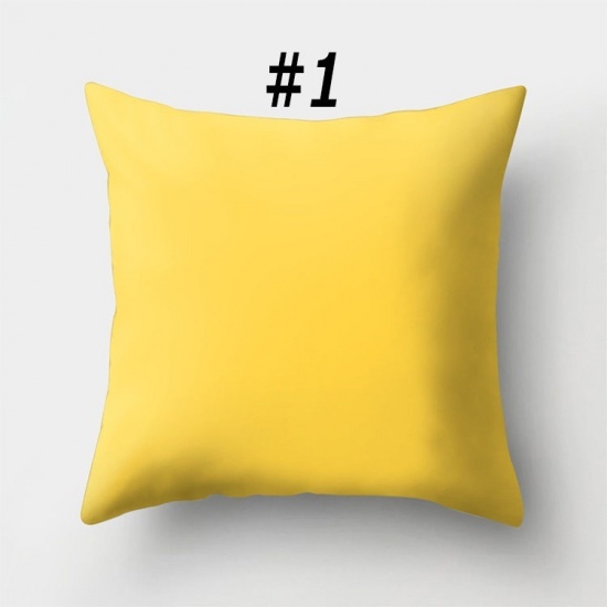 Picture of Peach Skin Fabric Printed Pillow Cases Yellow Square Word Message Home Textile 45cm x 45cm, 1 Piece