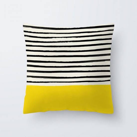 Immagine di Peach Skin Fabric Printed Pillow Cases Multicolor Square Stripe Home Textile 45cm x 45cm, 1 Piece