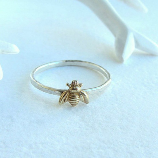 Picture of Brass Rings Gold Plated Silver Plated Bee Animal 16.5mm( 5/8")(US Size 6), 1 Piece                                                                                                                                                                            