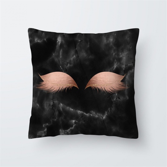 Picture of Polyester Pillow Cases Pink Square Eyelash 45cm x 45cm, 1 Piece