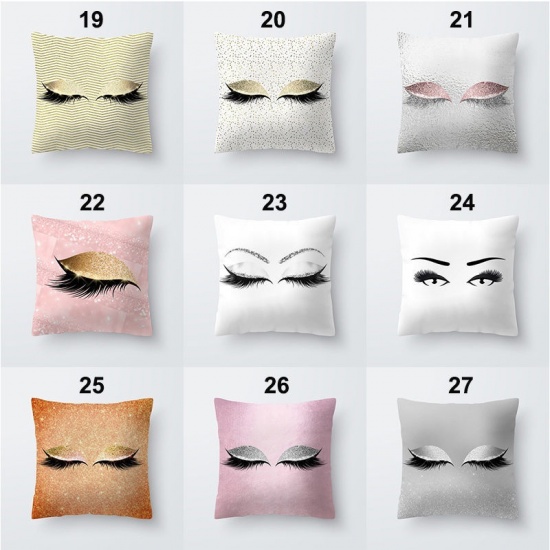 Picture of Polyester Pillow Cases Pink Square Eyelash 45cm x 45cm, 1 Piece