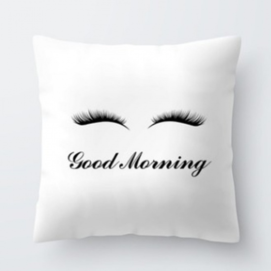 Picture of Polyester Pillow Cases White Square Eyelash 45cm x 45cm, 1 Piece
