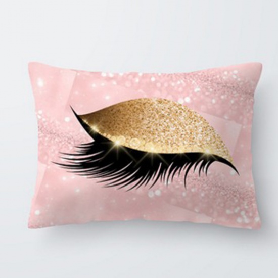Picture of Polyester Pillow Cases Pink Rectangle Eyelash 50cm x 30cm, 1 Piece