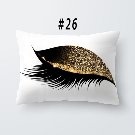 Picture of Polyester Pillow Cases Brown Rectangle Eyelash 50cm x 30cm, 1 Piece
