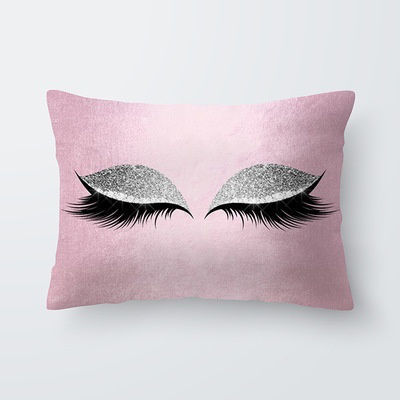 Picture of Polyester Pillow Cases Black Rectangle Eyelash 50cm x 30cm, 1 Piece