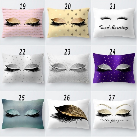 Picture of Polyester Pillow Cases White Rectangle Eyelash 50cm x 30cm, 1 Piece