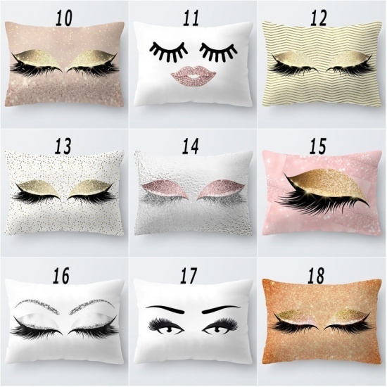 Picture of Polyester Pillow Cases Gray Rectangle Eyelash 50cm x 30cm, 1 Piece