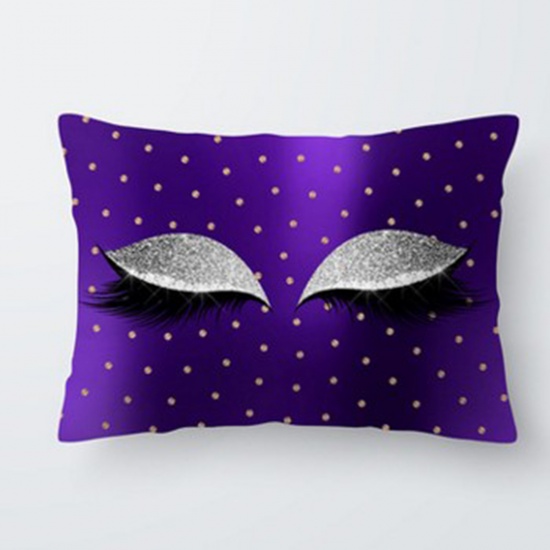 Picture of Polyester Pillow Cases Purple Rectangle Eyelash 50cm x 30cm, 1 Piece