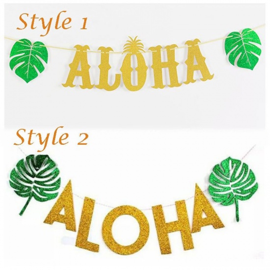Picture of Banner Party Decoration Leaf Golden & Green 1 Piece