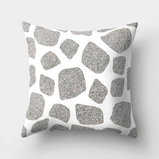 Picture of Polyester Pillow Cases Gray Square Geometric Glitter 45cm x 45cm, 1 Piece