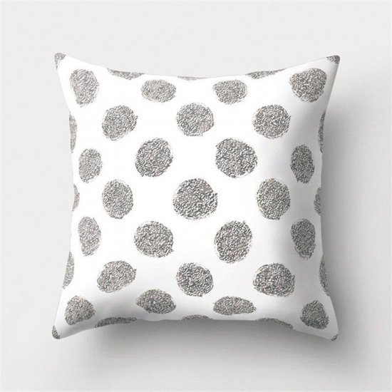 Picture of Polyester Pillow Cases Gray Square Geometric Glitter 45cm x 45cm, 1 Piece