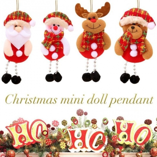 Immagine di Stoffa Decorazione di Caduta Babbo Natale Multicolore 17cm x 8cm, 2 Pz