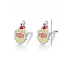 Picture of Brass Ear Post Stud Earrings Silver Tone Pale Yellow Christmas Santa Claus Enamel 10mm( 3/8"), 1 Pair                                                                                                                                                         