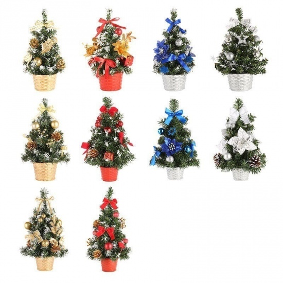 PVC 飾り 青 クリスマスツリー ちょう結び 20cm、 1 個 の画像