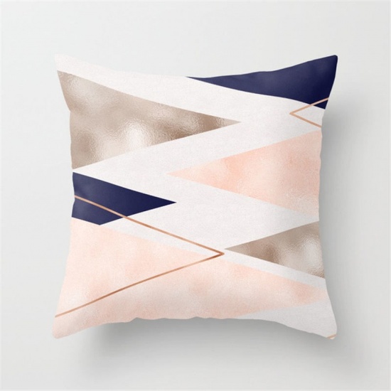 Picture of Peach Skin Fabric Pillow Cases White Square Geometric 45cm x 45cm, 1 Piece