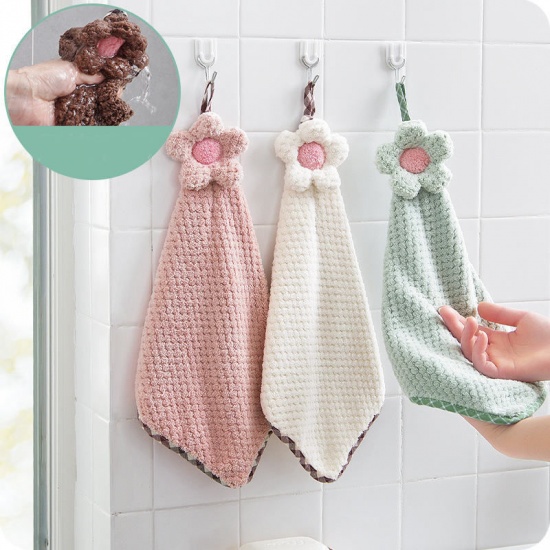 Picture of Polyester Hanging Towel Cleaning Cloth Coffee Flower 1 Piece