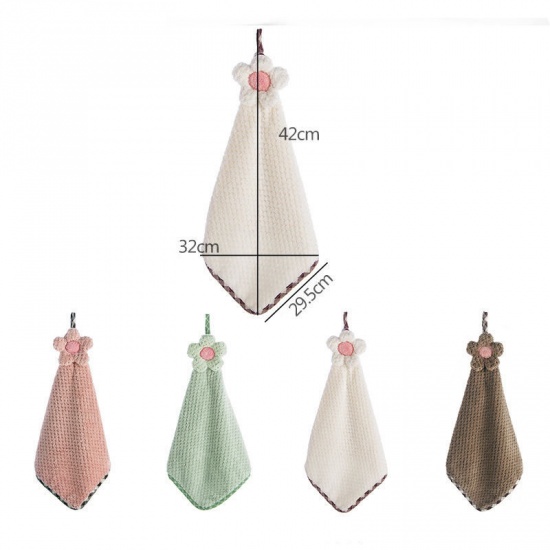 Picture of Polyester Hanging Towel Cleaning Cloth Coffee Flower 1 Piece