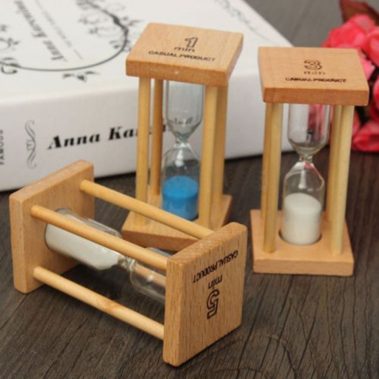 Picture of Wood & Glass Ornaments Decorations Hourglass At Random 85mm x 40mm, 1 Piece