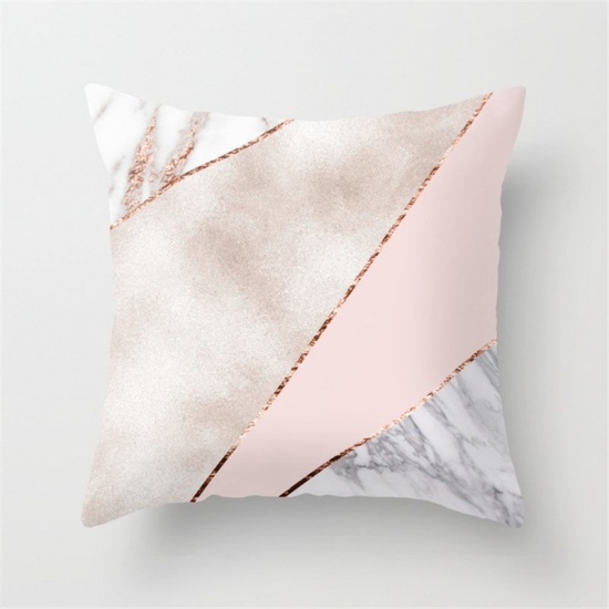 Picture of Polyester Pillow Cases Light Pink Square Marbling 45cm x 45cm, 1 Piece