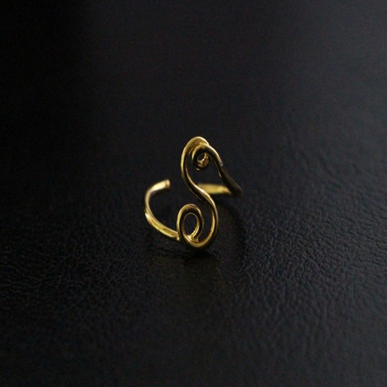 Picture of Stylish Adjustable Rings Gold Plated Initial Alphabet/ Capital Letter Message " S " 1 Piece