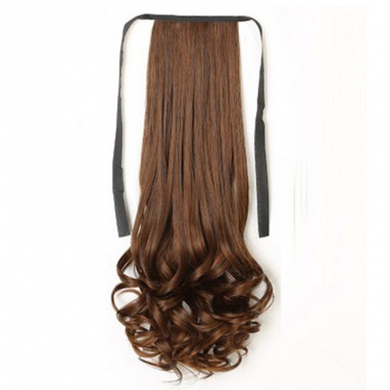 Picture of High Heat Resistant Fiber Ponytail Curly Hair Synthetic Wigs Light Brown 48cm, 1 Piece
