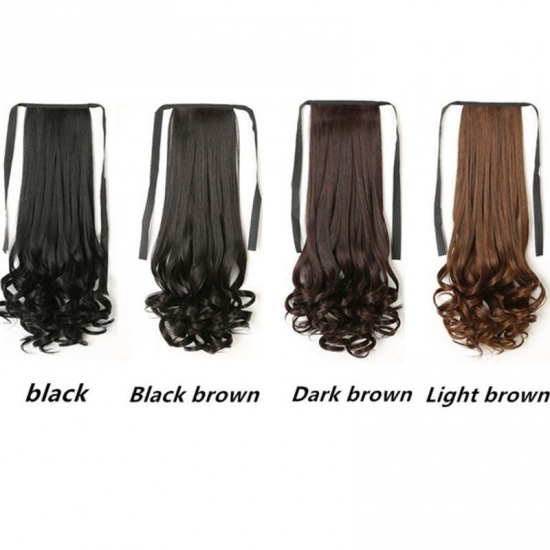 Picture of High Heat Resistant Fiber Ponytail Curly Hair Synthetic Wigs Light Brown 48cm, 1 Piece