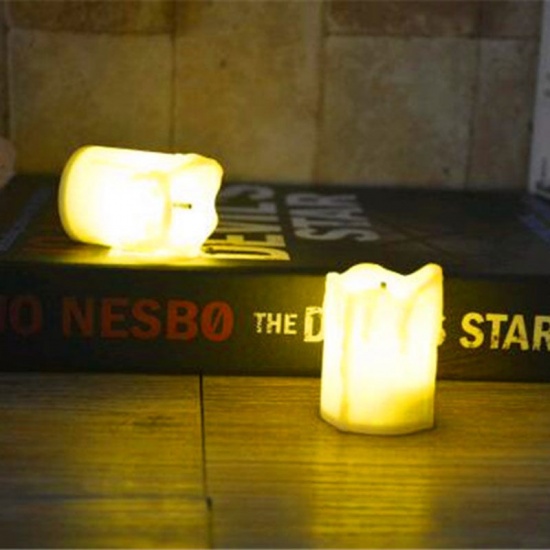 Picture of PP LED Night Light Candle Yellow Simulation Crafts Home Decoration 5cm x 3.6cm, 2 PCs