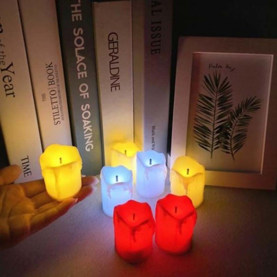 Picture of PP LED Night Light Candle Yellow Simulation Crafts Home Decoration 5cm x 3.6cm, 2 PCs