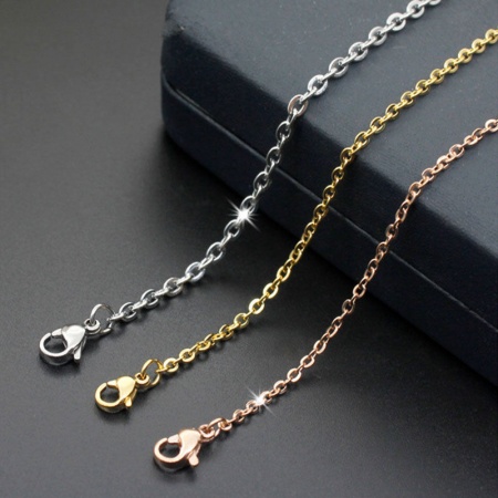 1 Piece Stylish Simple Rose Gold Titanium Steel Link Cable Chain Necklace For Women 45cm(17.7") long