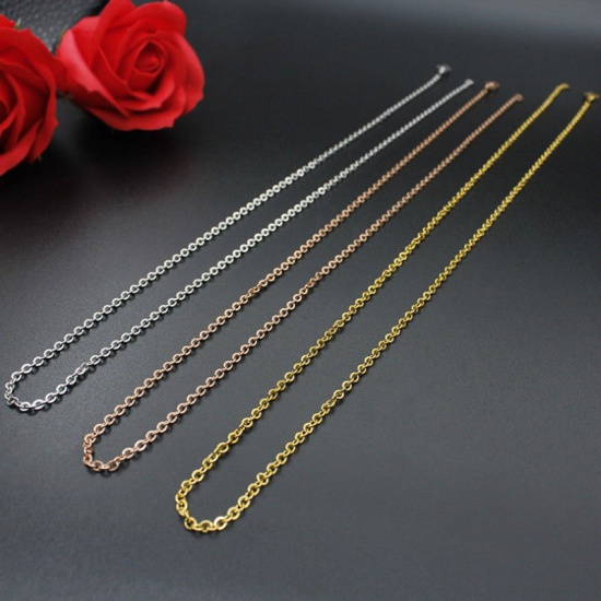 Immagine di 1 Piece Stylish Simple Rose Gold Titanium Steel Link Cable Chain Necklace For Women 45cm(17.7") long