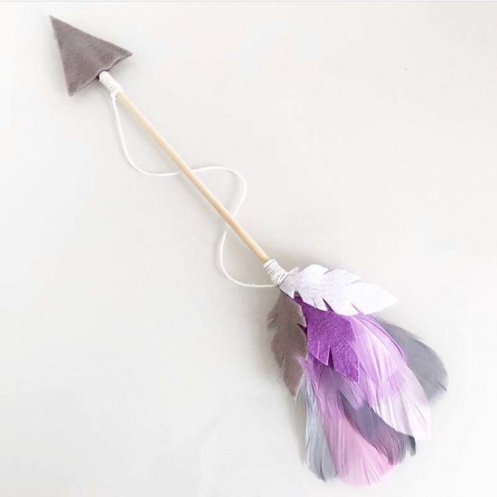 Picture of Wood Hanging Decoration Feather Blue & Gray Arrowhead 52cm x 6cm, 1 Piece