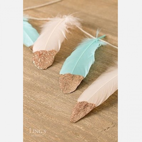 Picture of Banner Party Decoration Feather Blue & Pink 1 Piece